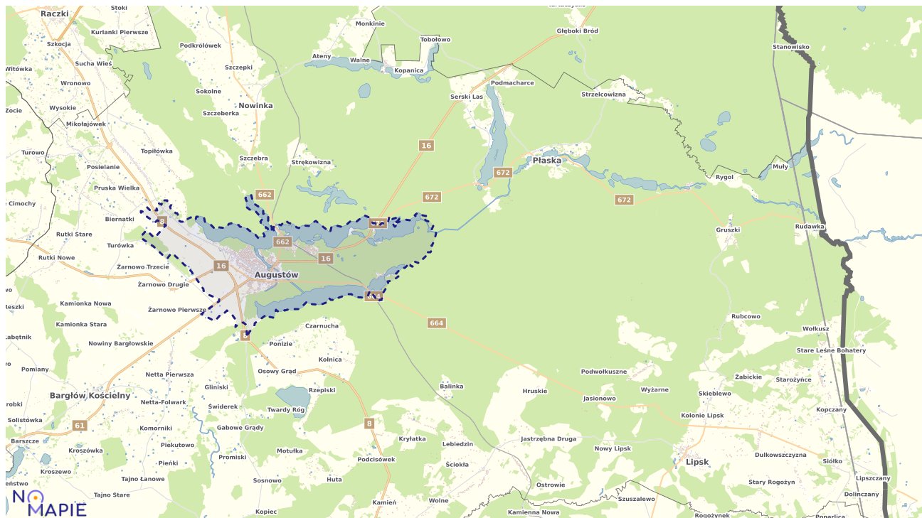 Mapa obszarów ochrony przyrody Augustowa